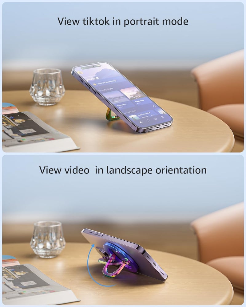 SUPERONE for MagSafe Phone Grip, Stylish Cool Magnetic Ring Holder with Adjustable Stand, Removable MagSafe Accessories Only for iPhone 12/13/14/15/16/17 Series & Fits Magnetic Case - Colorful - Image 5